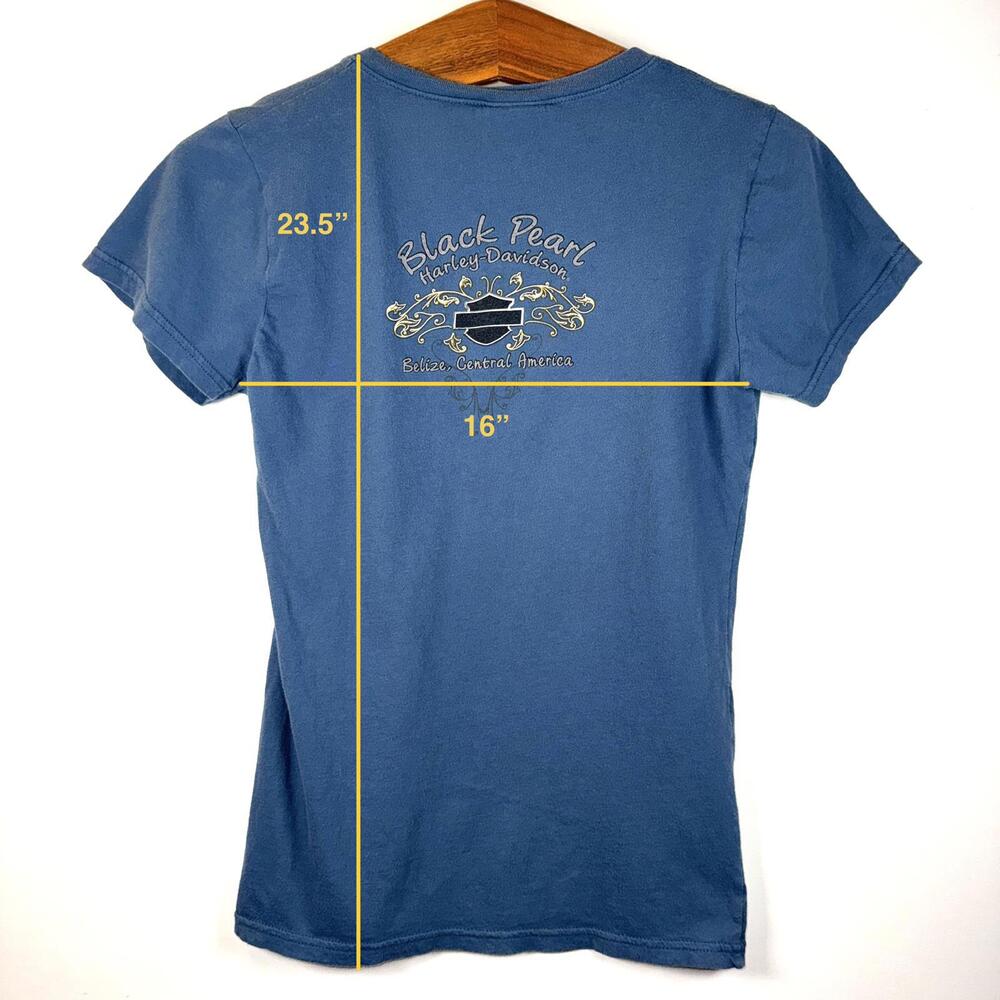 Harley Davidson V-Neck Black Pearl Belize Tee - Small - Picture 7 of 7